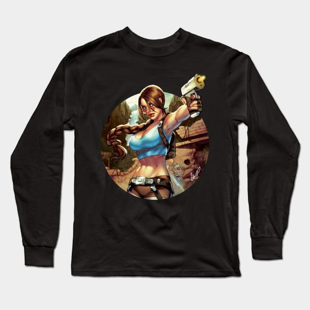 Lara Croft Long Sleeve T-Shirt by Eliaschatzoudis